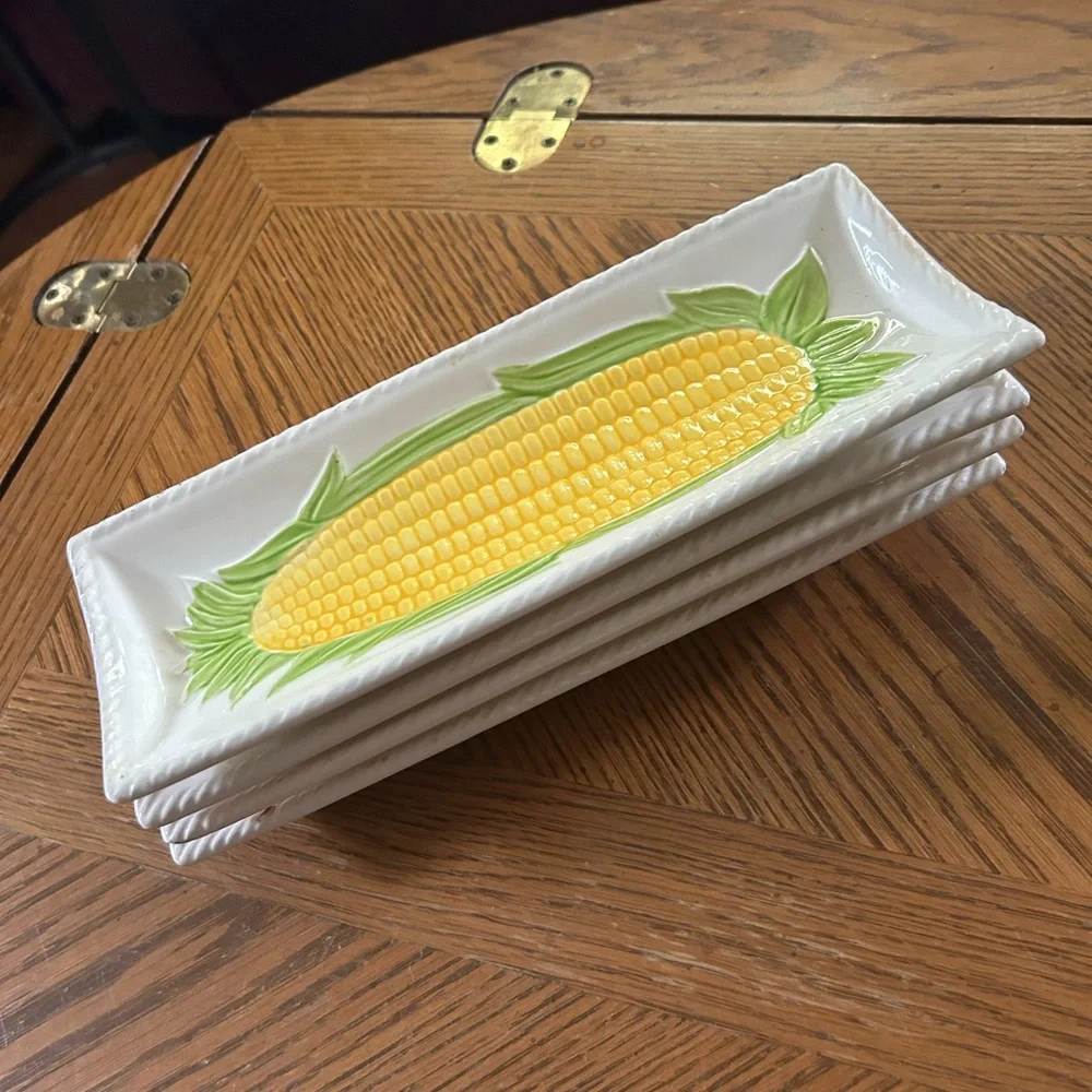 Vintage Knobler Corn on the Cob Ceramic Dishes Made In Japan